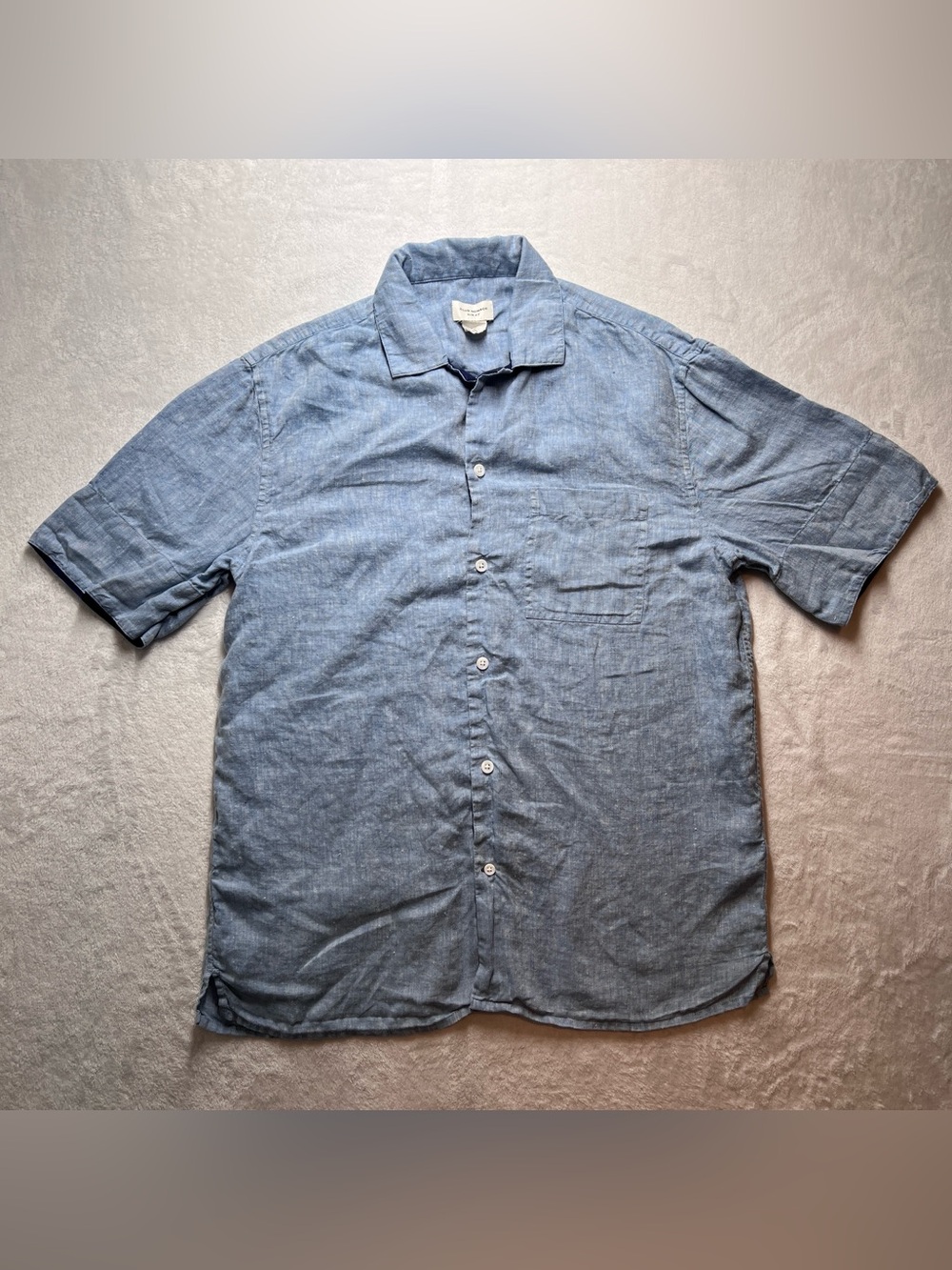 Club Monaco Men’s Button Down 100 % Linen Short Sleeve Shirt Slim Fit Size S